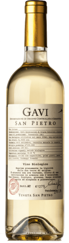 15,95 € 免费送货 | 白葡萄酒 San Pietro D.O.C.G. Cortese di Gavi 皮埃蒙特 意大利 Cortese — 科尔泰塞 Eco — 生态 有机 天然 75 cl