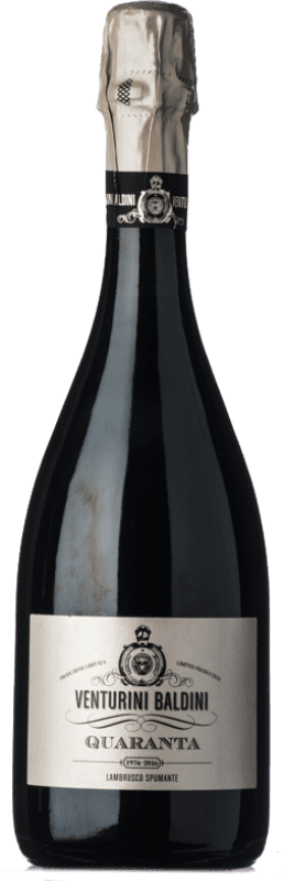 14,95 € 免费送货 | 红汽酒 Venturini Baldini Lambrusco Quaranta 额外的香味 D.O.C. Reggiano 艾米利亚 - 罗马涅 意大利 Lambrusco 有机 瓶子 75 cl
