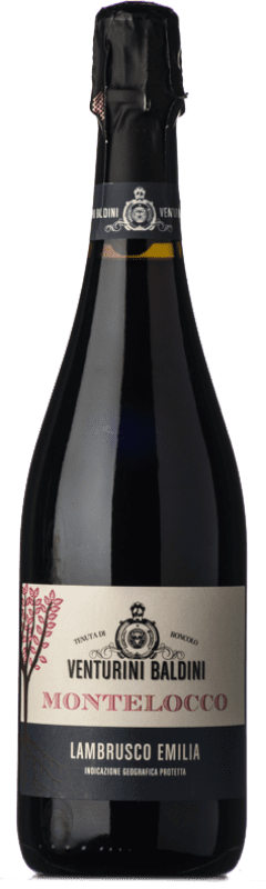 11,95 € 免费送货 | 红酒 Venturini Baldini Montelocco 半干半甜 I.G.T. Emilia Romagna 艾米利亚 - 罗马涅 意大利 Lambrusco 有机 瓶子 75 cl