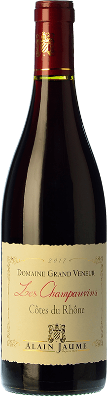 19,95 € Spedizione Gratuita | Vino Rosso Alain Jaume Grand Veneur Les Champauvins Crianza — Invecchiato in Botte A.O.C. Côtes du Rhône Rhône Francia Syrah, Garnacha — Grenache, Mourvèdre Eco — Biologico 75 cl