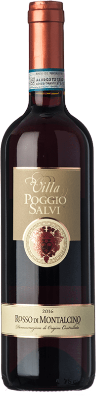 18,95 € Spedizione Gratuita | Vino rosso Poggio Salvi D.O.C. Rosso di Montalcino Toscana Italia Sangiovese Bottiglia 75 cl