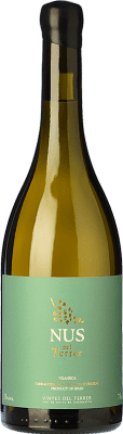 32,95 € Envio grátis | Vinho branco Vinyes del Terrer Nus Blanc Crianza D.O. Tarragona Catalunha Espanha Sauvignon Branca Garrafa 75 cl