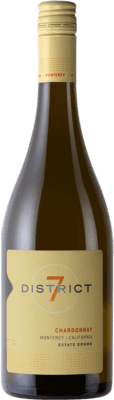 26,95 € Envio grátis | Vinho branco District 7 I.G. Monterey California Estados Unidos Chardonnay Garrafa 75 cl