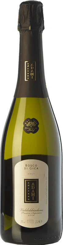 16,95 € 送料無料 | 白スパークリングワイン Adami Bosco di Gica Brut D.O.C.G. Prosecco di Conegliano-Valdobbiadene トレヴィーゾ イタリア Chardonnay, Glera ボトル 75 cl