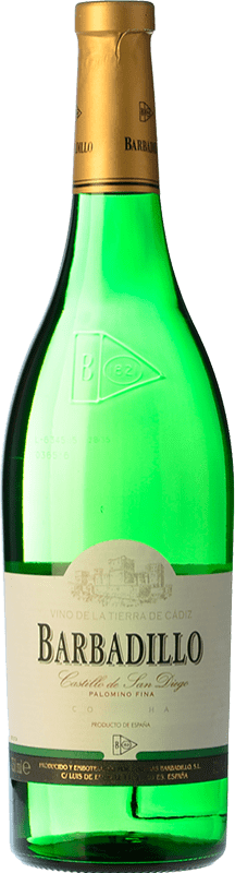 6,95 € Бесплатная доставка | Белое вино Barbadillo Castillo de San Diego молодое I.G.P. Vino de la Tierra de Cádiz Андалусия Испания Palomino Fino Бутылка 75 cl
