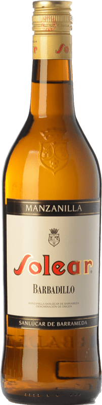 10,95 € 免费送货 | 强化酒 Barbadillo Solear D.O. Manzanilla-Sanlúcar de Barrameda 安达卢西亚 西班牙 Palomino Fino 瓶子 75 cl