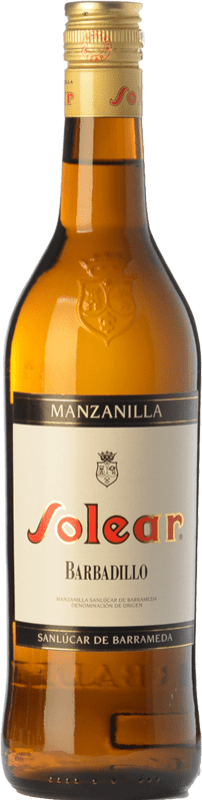 10,95 € Spedizione Gratuita | Vino Liquoroso Barbadillo Solear D.O. Manzanilla-Sanlúcar de Barrameda Andalusia Spagna Palomino Fino Bottiglia 75 cl