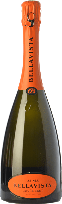 44,95 € Envío gratis | Espumoso blanco Bellavista Alma Cuvée Brut D.O.C.G. Franciacorta Lombardia Italia Pinot Negro, Chardonnay, Pinot Blanco Botella 75 cl