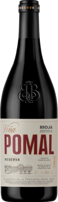 14,95 € Бесплатная доставка | Красное вино Bodegas Bilbaínas Viña Pomal Резерв D.O.Ca. Rioja Ла-Риоха Испания Tempranillo Половина бутылки 37 cl