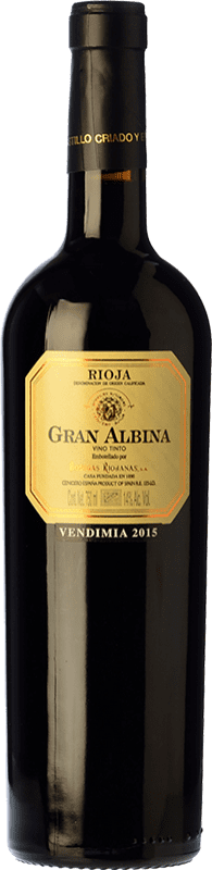 25,95 € Kostenloser Versand | Rotwein Bodegas Riojanas Gran Albina VS Vendimia Seleccionada — Ausgewählte Weinlese Reserve — Gereift D.O.Ca. Rioja La Rioja Spanien Tempranillo, Graciano, Mazuelo Flasche 75 cl