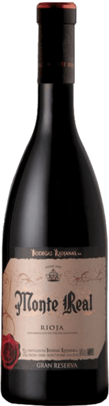14,95 € Бесплатная доставка | Красное вино Bodegas Riojanas Monte Real Гранд Резерв D.O.Ca. Rioja Ла-Риоха Испания Tempranillo, Graciano, Mazuelo бутылка 75 cl