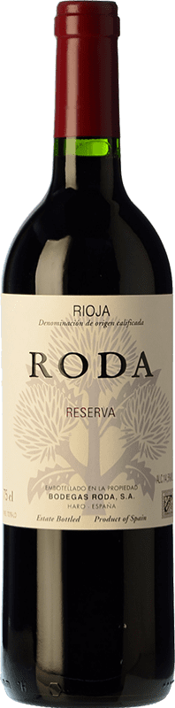 29,95 € 送料無料 | 赤ワイン Bodegas Roda レセルバ D.O.Ca. Rioja ラ・リオハ スペイン Tempranillo — テンプラニーリョ, Garnacha — グルナッシュ, Graciano — グラシアーノ ミディアムボトル 50 cl
