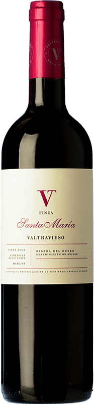 14,95 € Бесплатная доставка | Красное вино Valtravieso Finca Santa María молодое D.O. Ribera del Duero Кастилия-Леон Испания Tempranillo — Темпранильо, Merlot — Мерло, Cabernet Sauvignon — Каберне Совиньон Бутылка 75 cl