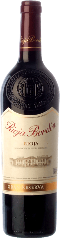 21,95 € Kostenloser Versand | Rotwein Bodegas Franco Españolas Bordón Große Reserve — Lange Reifung D.O.Ca. Rioja La Rioja Spanien Tempranillo, Garnacha — Grenache, Graciano, Mazuelo Flasche 75 cl