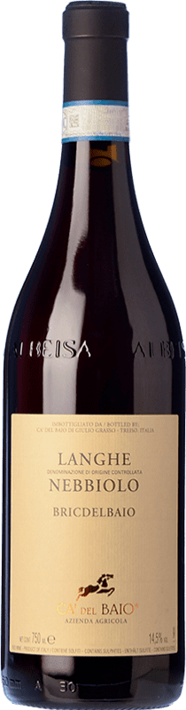 14,95 € Free Shipping | Red wine Cà del Baio Langhe Bric del Baio Aged D.O.C. Piedmont Piemonte Italy Nebbiolo Bottle 75 cl