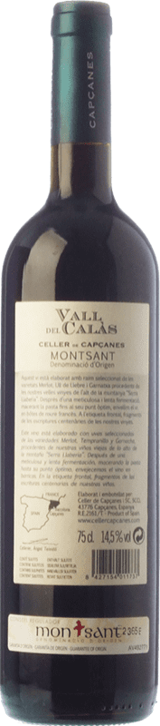 17,95 € Free Shipping | Red wine Capçanes Vall del Calàs Crianza D.O. Montsant Catalonia Spain Tempranillo, Merlot, Grenache, Carignan Bottle 75 cl