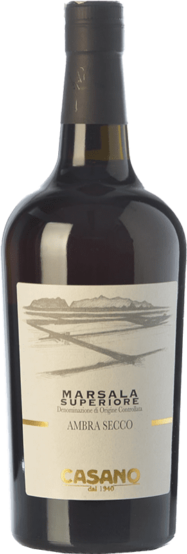 19,95 € Free Shipping | Fortified Wine Casano Seco — Dry Superior, Ámbar — Amber D.O.C. Marsala Sicily Italy Catarratto, Grillo, Inzolia 75 cl