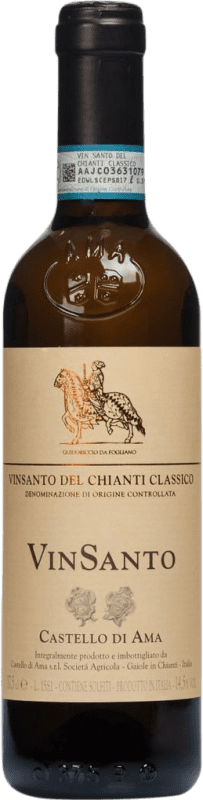 45,95 € 免费送货 | 甜葡萄酒 Castello di Ama 经典 D.O.C. Vin Santo del Chianti 托斯卡纳 意大利 Malvasia — 玛尔瓦西亚, Trebbiano — 特雷比亚诺 半瓶装 37 cl