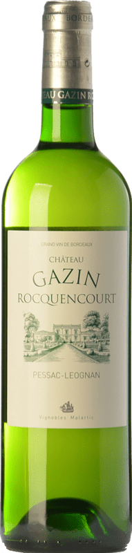 49,95 € Envio grátis | Vinho branco Château Gazin Rocquencourt Blanc Crianza A.O.C. Pessac-Léognan Bordeaux França Sauvignon Garrafa 75 cl