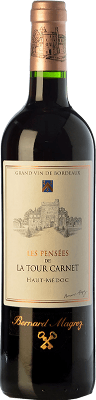 23,95 € Kostenloser Versand | Rotwein Château La Tour Carnet Les Pensées Crianza — Kurze Fassreifung A.O.C. Haut-Médoc Bordeaux Frankreich Merlot, Cabernet Sauvignon, Cabernet Franc, Petit Verdot Flasche 75 cl
