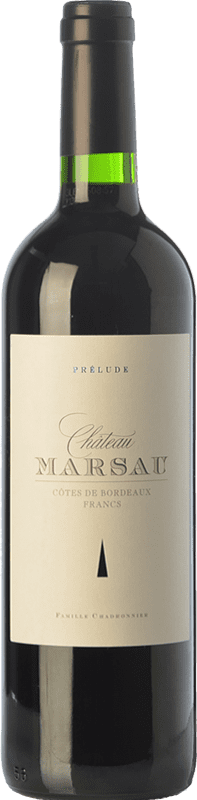12,95 € Spedizione Gratuita | Vino rosso Château Marsau Prélude Crianza A.O.C. Côtes de Bordeaux bordò Francia Merlot Bottiglia 75 cl