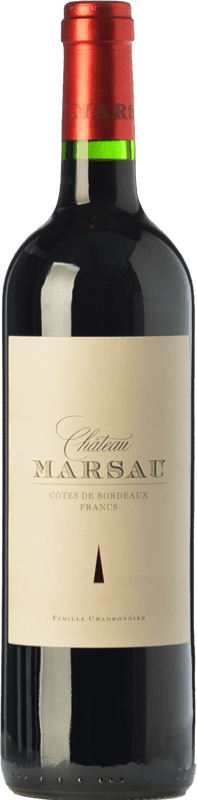 21,95 € Envio grátis | Vinho tinto Château Marsau Crianza A.O.C. Côtes de Bordeaux Bordeaux França Merlot Garrafa 75 cl