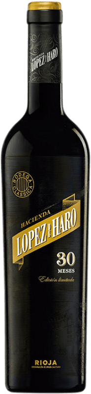 32,95 € 免费送货 | 红酒 Hacienda López de Haro 30 Meses 大储备 D.O.Ca. Rioja 拉里奥哈 西班牙 Tempranillo, Grenache 瓶子 75 cl