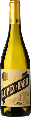 6,95 € Бесплатная доставка | Белое вино Hacienda López de Haro Barrica D.O.Ca. Rioja Ла-Риоха Испания Viura бутылка 75 cl