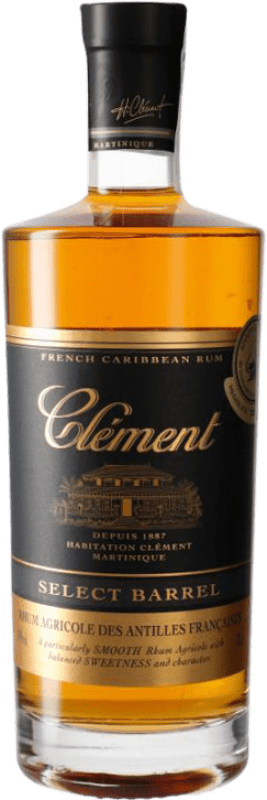 44,95 € 免费送货 | 朗姆酒 Clément Select Barrel Rhum I.G.P. Martinique 法国 瓶子 70 cl