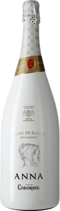 29,95 € Kostenloser Versand | Weißer Sekt Codorníu Anna Blanc de Blancs Reserve D.O. Cava Katalonien Spanien Macabeo, Xarel·lo, Chardonnay, Parellada Magnum-Flasche 1,5 L