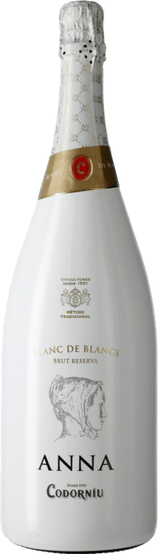 31,95 € 免费送货 | 白起泡酒 Codorníu Anna Blanc de Blancs 预订 D.O. Cava 加泰罗尼亚 西班牙 Macabeo, Xarel·lo, Chardonnay, Parellada 瓶子 Magnum 1,5 L