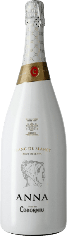 33,95 € Kostenloser Versand | Weißer Sekt Codorníu Anna Blanc de Blancs Reserve — Gereift D.O. Cava Katalonien Spanien Macabeo, Xarel·lo, Chardonnay, Parellada Magnumflasche 1,5 L