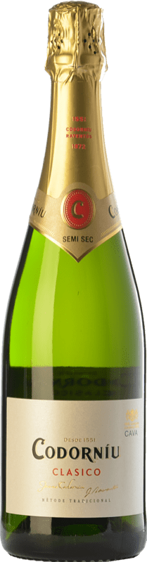 9,95 € 免费送货 | 白起泡酒 Codorníu Semiseco — 半干型 经典 D.O. Cava 加泰罗尼亚 西班牙 Macabeo — 马卡贝奥, Xarel·lo — 哈雷洛, Parellada — 帕雷利亚达 75 cl