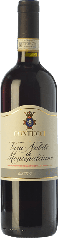 28,95 € Free Shipping | Red wine Contucci Riserva Reserve D.O.C.G. Vino Nobile di Montepulciano Tuscany Italy Sangiovese, Colorino, Canaiolo Bottle 75 cl