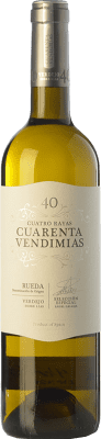 9,95 € Spedizione Gratuita | Vino bianco Cuatro Rayas Cuarenta Vendimias D.O. Rueda Castilla y León Spagna Verdejo Bottiglia 75 cl