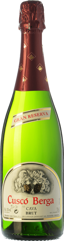 9,95 € Spedizione Gratuita | Spumante Bianco Cuscó Berga Brut Gran Riserva D.O. Cava Catalogna Spagna Macabeo, Xarel·lo, Parellada 75 cl