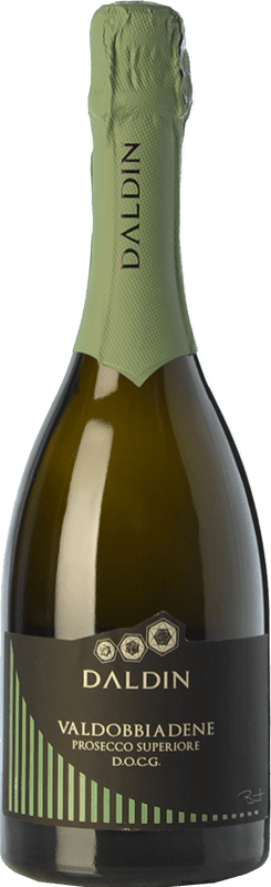 14,95 € 免费送货 | 白起泡酒 DalDin 香槟 D.O.C.G. Prosecco di Conegliano-Valdobbiadene 特雷维索 意大利 Glera 瓶子 75 cl