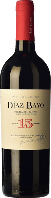 16,95 € 免费送货 | 红酒 Díaz Bayo Nuestro 岁 D.O. Ribera del Duero 卡斯蒂利亚莱昂 西班牙 Tempranillo 瓶子 75 cl