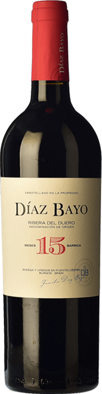 15,95 € 免费送货 | 红酒 Díaz Bayo Nuestro 岁 D.O. Ribera del Duero 卡斯蒂利亚莱昂 西班牙 Tempranillo 瓶子 75 cl