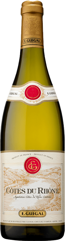 14,95 € 免费送货 | 白酒 E. Guigal Blanc A.O.C. Côtes du Rhône 罗纳 法国 Grenache White, Roussanne, Viognier, Marsanne, Bourboulenc, Clairette Blanche 瓶子 75 cl