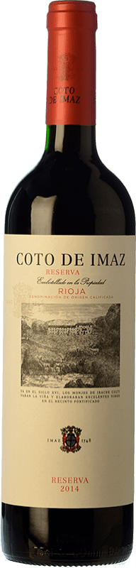 9,95 € Kostenloser Versand | Rotwein Coto de Rioja Coto de Imaz Reserve D.O.Ca. Rioja La Rioja Spanien Tempranillo Medium Flasche 50 cl