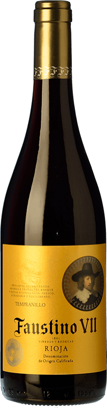 5,95 € 免费送货 | 红酒 Faustino VII Negre 年轻的 D.O.Ca. Rioja 拉里奥哈 西班牙 Tempranillo, Mazuelo, Carignan 瓶子 75 cl