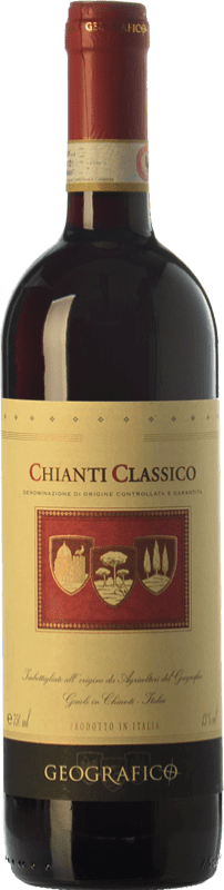 12,95 € Free Shipping | Red wine Geografico D.O.C.G. Chianti Classico Tuscany Italy Sangiovese, Canaiolo Black Bottle 75 cl