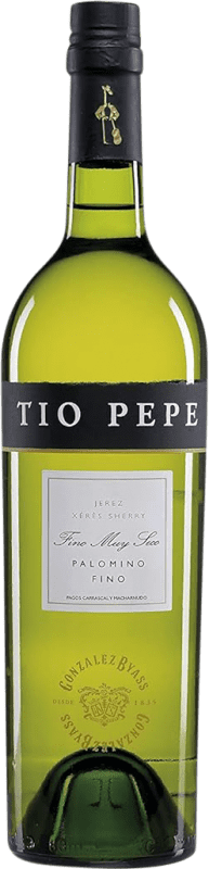 9,95 € Бесплатная доставка | Крепленое вино González Byass Tío Pepe Fino Экстра сухой D.O. Jerez-Xérès-Sherry Андалусия Испания Palomino Fino бутылка 75 cl