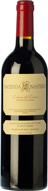 42,95 € 免费送货 | 红酒 Hacienda Monasterio 岁 D.O. Ribera del Duero 卡斯蒂利亚莱昂 西班牙 Tempranillo, Merlot, Cabernet Sauvignon 瓶子 75 cl