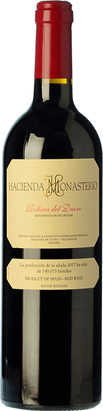 46,95 € 送料無料 | 赤ワイン Hacienda Monasterio Crianza — クリアンサ D.O. Ribera del Duero カスティーリャ・イ・レオン スペイン Tempranillo — テンプラニーリョ, Merlot — メルロー, Cabernet Sauvignon — カベルネ・ソーヴィニヨン Eco — エコ ビオ オーガニック 75 cl