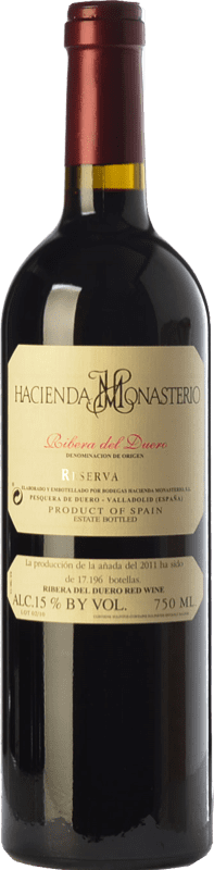 72,95 € Envoi gratuit | Vin rouge Hacienda Monasterio Réserve D.O. Ribera del Duero Castille et Leon Espagne Tempranillo, Cabernet Sauvignon Bouteille 75 cl