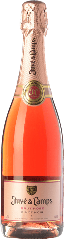 16,95 € Kostenloser Versand | Rosé Sekt Juvé y Camps Rosé Brut Jung D.O. Cava Katalonien Spanien Pinot Schwarz Flasche 75 cl