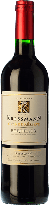 7,95 € Spedizione Gratuita | Vino Rosso Kressmann Gran Riserva A.O.C. Bordeaux bordò Francia Merlot, Cabernet Sauvignon, Cabernet Franc 75 cl
