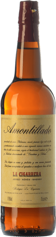 27,95 € Бесплатная доставка | Крепленое вино La Cigarrera Amontillado D.O. Manzanilla-Sanlúcar de Barrameda Андалусия Испания Palomino Fino бутылка 75 cl